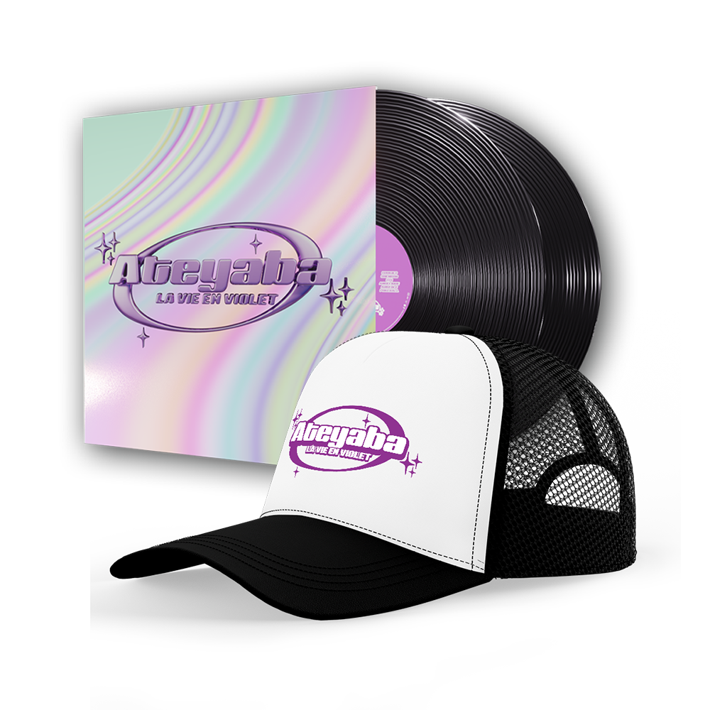 Vinyle irisé + casquette noire